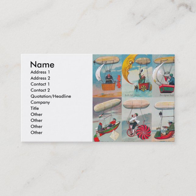 Cartão De Visita invenções malucas por máquinas de ar salgado (Frente)