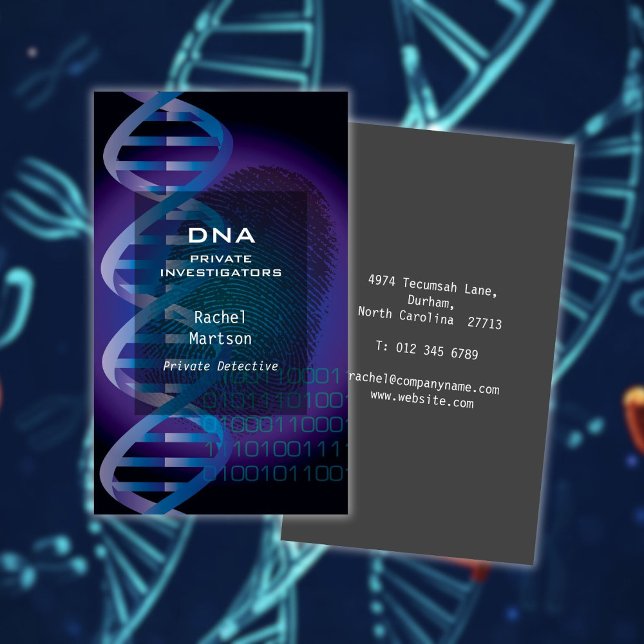 Cartão De Visita Investigação científica de impressões digitais de  (Blue DNA Fingerprint Science Investigation Business Card)
