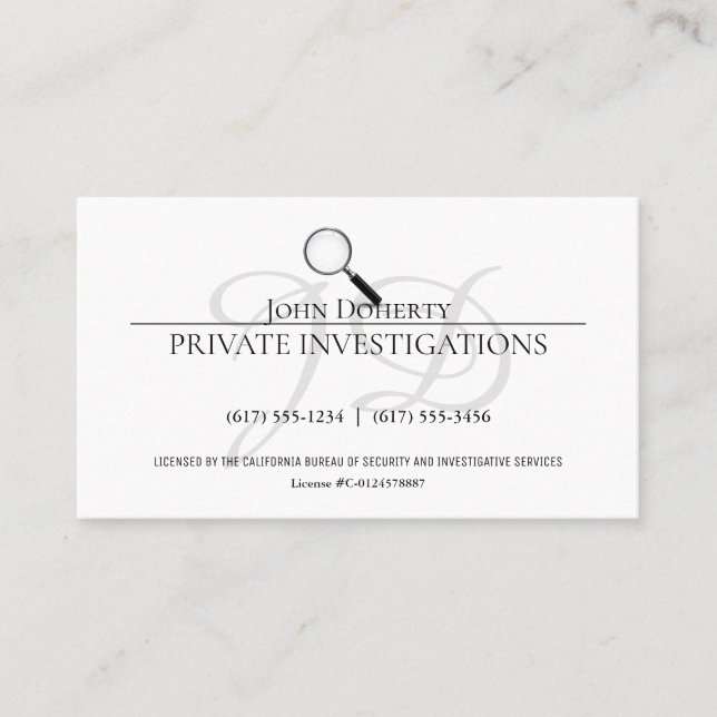 Cartão De Visita Investigações Privadas | Detetive Professional (Frente)