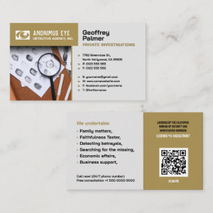 Cartão De Visita Investigações Privadas   Detetive Professional