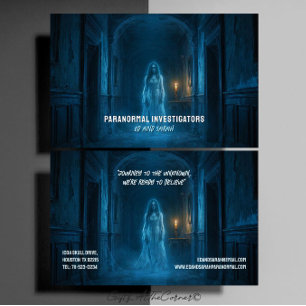 Cartão De Visita Investigadores Paranormais Sinistra Mulher Fantasm