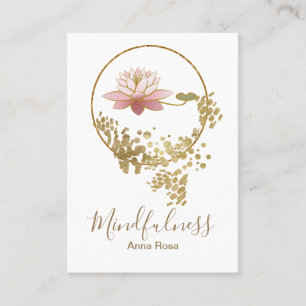 Cartão De Visita Ioga Dourado do Mindfulness da meditação de Lotu