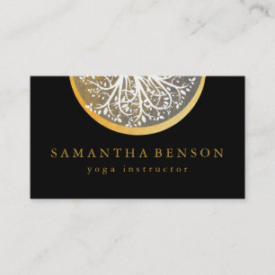 Cartão De Visita Ioga e meditação Dourados elegantes da árvore da