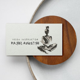 Cartão De Visita Ioga Instrutor Lotus Meditation Pose Brushstrokes