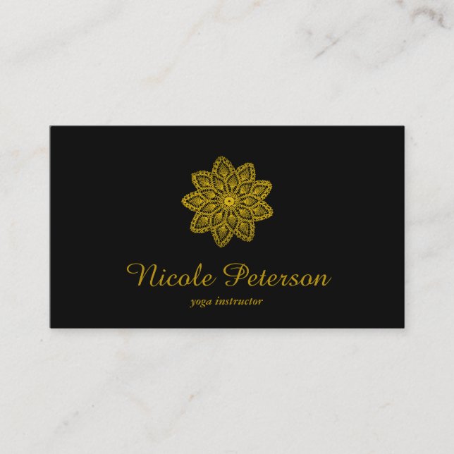 Cartão De Visita Ioga - laço Dourado (Frente)