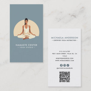 Cartão De Visita Ioga Moderna/Mindícia Lotus Pose Socials Código QR