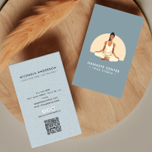 Cartão De Visita Ioga Moderna/Mindícia Lotus Pose Socials Código QR
