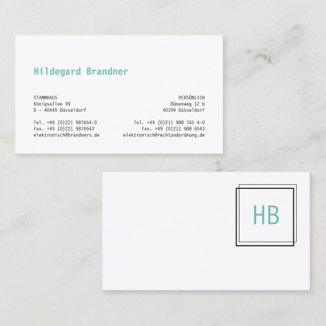 Cartão De Visita Ir para Leitura Monograma (Frente/Verso)