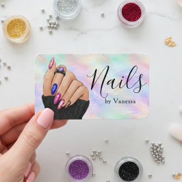 Cartão De Visita Iridescent Opal Manicurist Artist Nail Art Studio