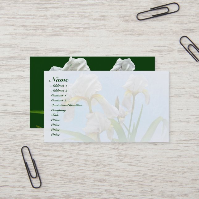 Cartão De Visita Iris Blossomas Brancos (Frente/Verso In Situ)