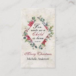 Cartão De Visita Isaiah 9:6 Para nós uma criança é nascer, Natal