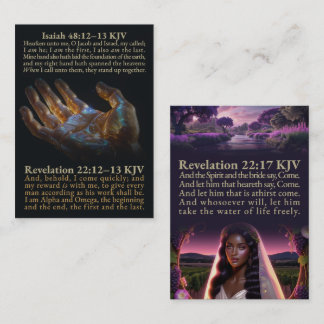 Cartão De Visita Isaías 48:12-13, e Apocalipse 22:12-13, 17 KJV