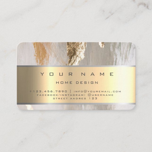 Cartão De Visita Ivory Champaing Dourado Diamond Stripes Glitter VI (Frente)