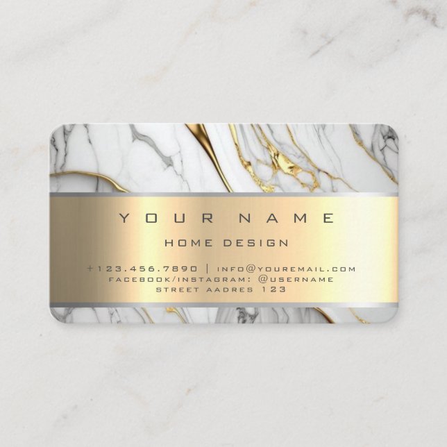 Cartão De Visita Ivory Champaing Dourado Diamond Stripes Glitter VI (Frente)