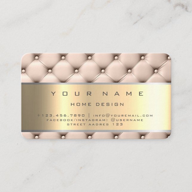 Cartão De Visita Ivory Champaing Dourado Diamond Stripes Glitter VI (Frente)