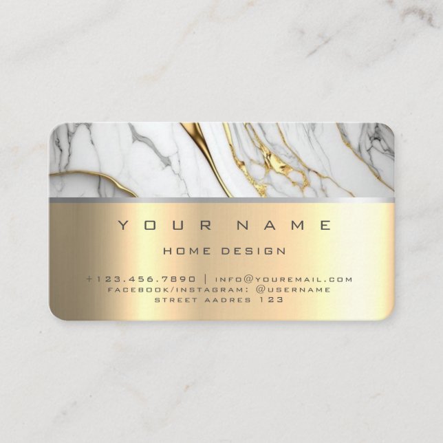 Cartão De Visita Ivory Champaing Dourado Diamond Stripes Glitter VI (Frente)