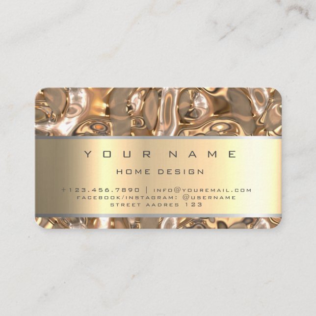 Cartão De Visita Ivory Champaing Dourado Diamond Stripes Glitter VI (Frente)