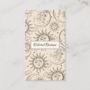 Cartão De Visita Ivory Cream Magic Vintage Celestial Sol Lua Estrel