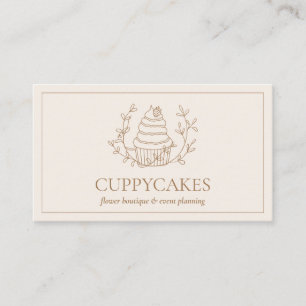 Cartão De Visita Ivory Floral Cupcake padeiro cozinha cozinheira