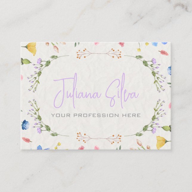 Cartão De Visita Ivory Flower Watercolor (Frente)