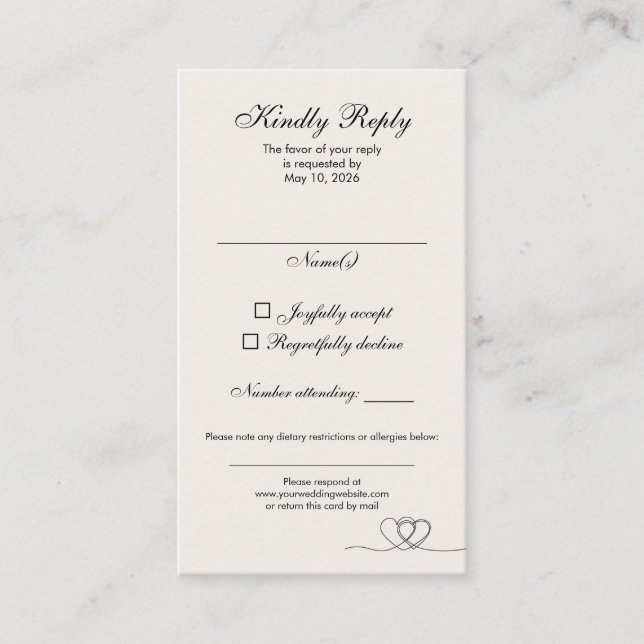 Cartão De Visita Ivory Modern Chic Mix and Match Wedding RSVP Card (Frente)