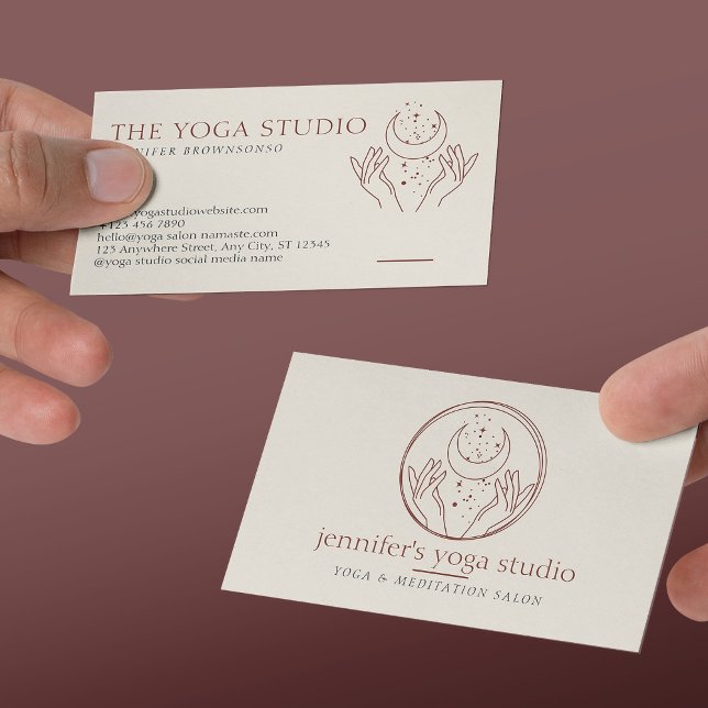 Cartão De Visita Ivory Stars Energy Curadora Mãos Lua Espiritual (Ivory Stars Energy Healing Hands Moon Spiritual Business Card)