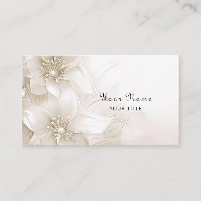 Cartão De Visita Ivory White Flowers Business Card (Frente)