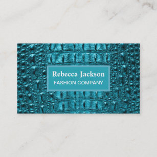 Cartão De Visita jacaré-turquesa-chic impressão aqua azul