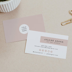 Cartão De Visita JALAINE Branding Simples, Rosa-Esbranquiçado Mod