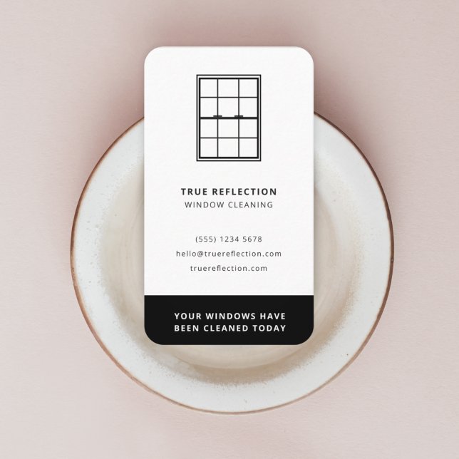 Cartão De Visita Janelas Limpas de Janelas Limpas Hoje em Dia Preto (Criador carregado)