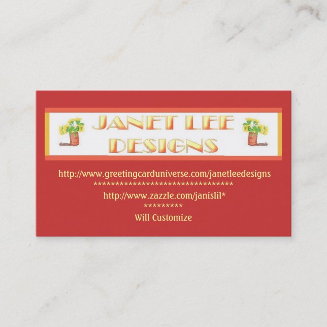 Cartão De Visita Janet Lee Designs (Frente)