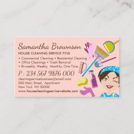 Cartão De Visita Janitorial Maid Agregado de Limpeza Rosa Esmagada