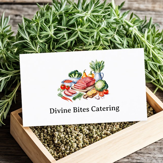 Cartão De Visita Jantar em Aquarela Moderna de Chef Pessoal (Criador carregado)