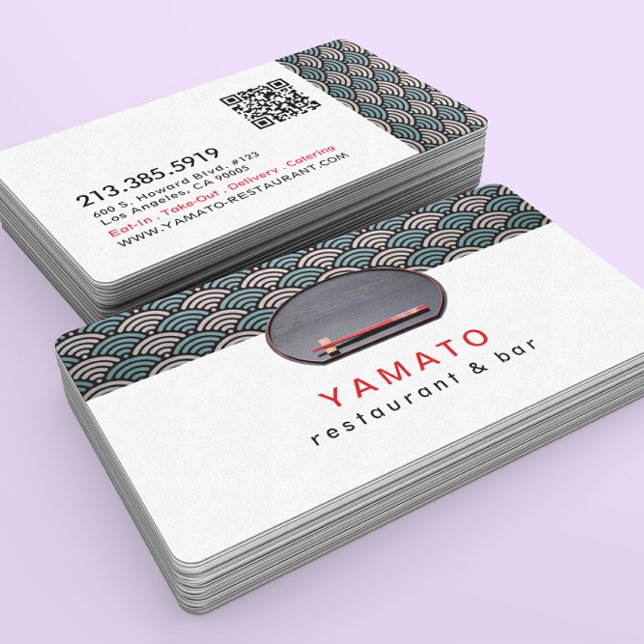 Cartão De Visita Japanese Asian Restaurant Chef Catering (Criador carregado)