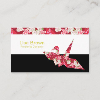 Cartão De Visita Japanese pattern red origami crane business card