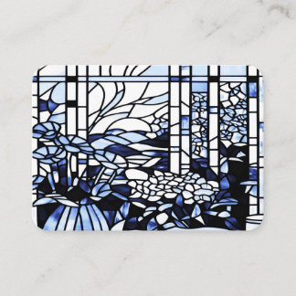 Cartão De Visita Jardim Azul Vidro Pintado
