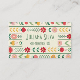 Cartão De Visita Jardim Colorido de Flores Silvestres de Primavera