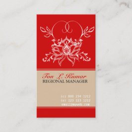 Cartão De Visita Jardim da Flor Branca de Lotus com Vermelho