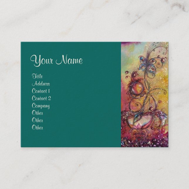 Cartão De Visita JARDIM DA PLANTA DE SOMBRA PERDIDA - BORBOLHA,verd (Frente)