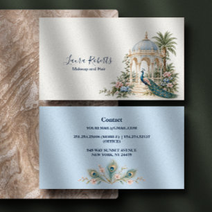 Cartão De Visita Jardim de Pavão Elegante Azul Pó de Negócios