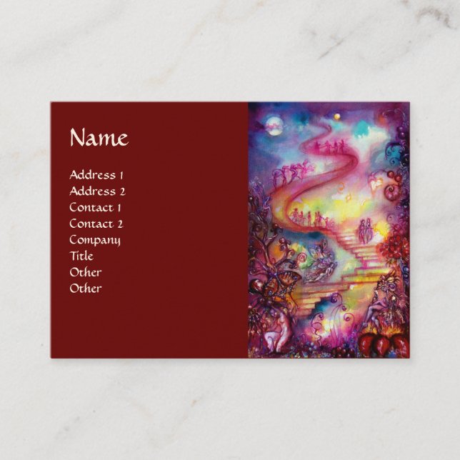 Cartão De Visita JARDIM DE SOMBRAS PERDIDAS/ESCADAS MÁGICAS azul-ve (Frente)