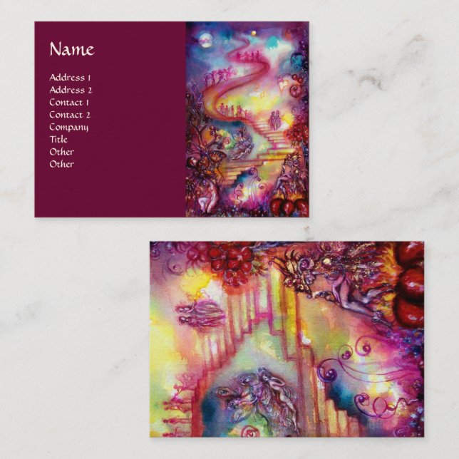 Cartão De Visita JARDIM DE SOMBRAS PERDIDAS/ESCADAS MÁGICAS cor-de- (Frente/Verso)