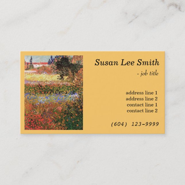 Cartão De Visita Jardim Flor de Vincent van Gogh. Amarelo ensolarad (Frente)