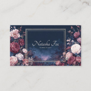 Cartão De Visita Jardim Floral Noturno Encantado Conto de Fadas Gót