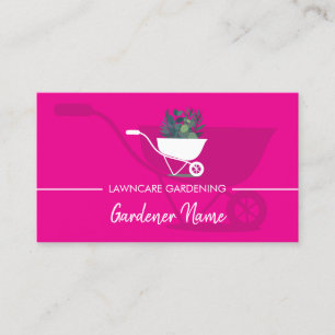 Cartão De Visita Jardinagem Paisagem de Corte rosa