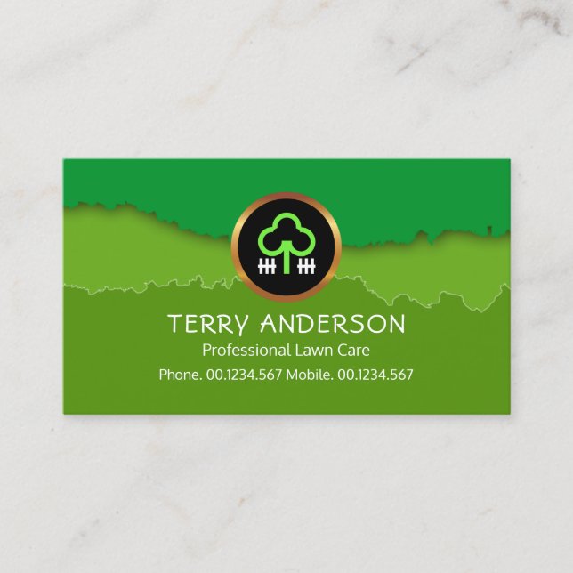 Cartão De Visita Jardineiro da Saúde das Camadas de Paisagem Verde  (Frente)