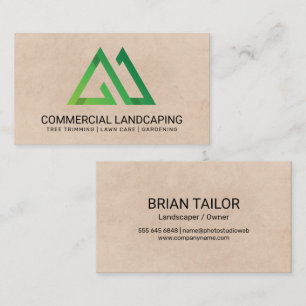Cartão De Visita Jardineiro Logotipo de Montanhas Estilizadas Verd
