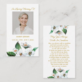 Cartão De Visita Jasmine Memorial Photo Funeral Prayer Card
