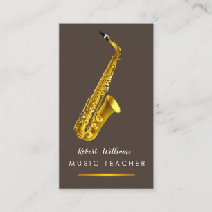 Cartão De Visita Jazz do ouro do músico do instrumento do saxofone