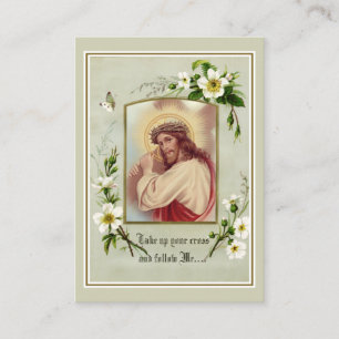 Cartão De Visita Jesus Carregando cruz orando a santa religião